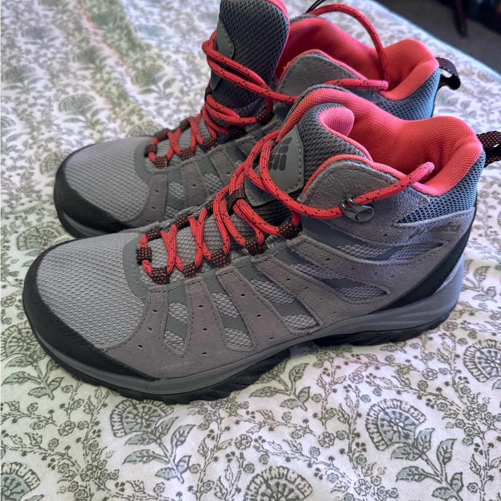 Gray and Pink Columbia Hiking Boots